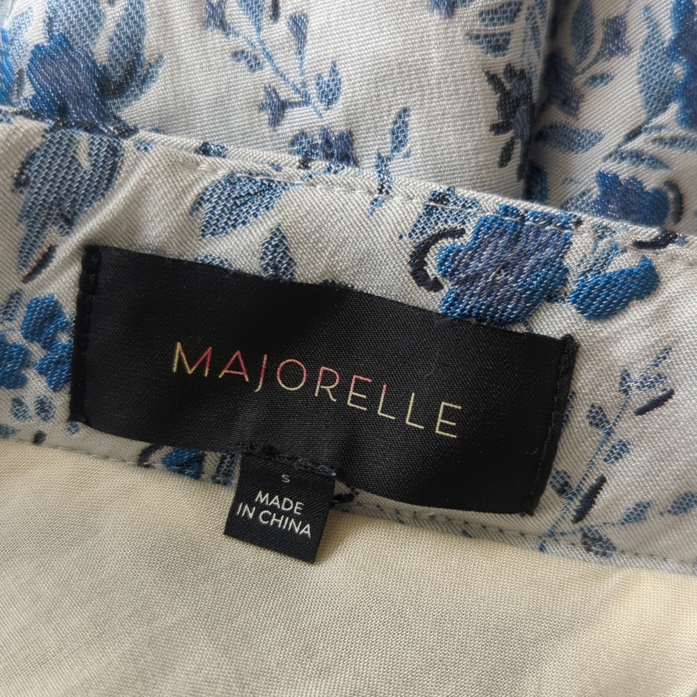 MAJORELLE Blue Floral Print Top with Black Label - Picture 9 of 9